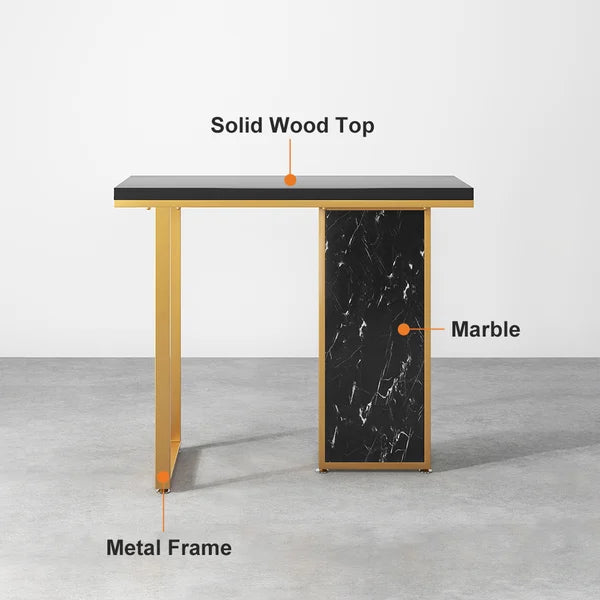 Modern Rectangular Console Table with Wooden Top Entryway Table#Black