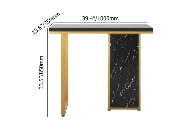 Modern Rectangular Console Table with Wooden Top Entryway Table#Black