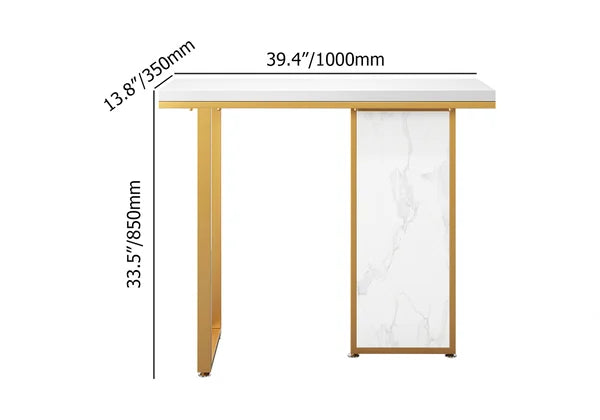 Modern Rectangular Console Table with Wooden Top Entryway Table#White