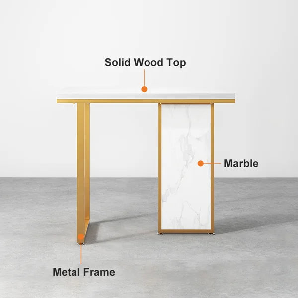 Modern Rectangular Console Table with Wooden Top Entryway Table#White