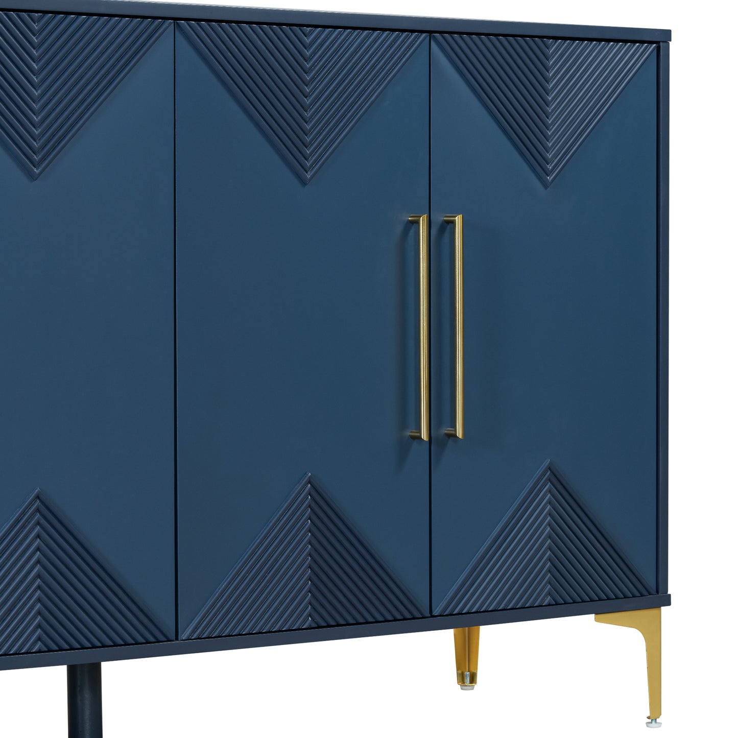 Unique Four-Door Cabinet with Two-Tone Triangular Pattern Doors