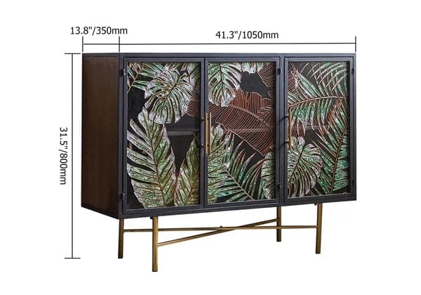 41" Modern Sideboard Buffet Colored Drawing Surface Tempered Glass Doors