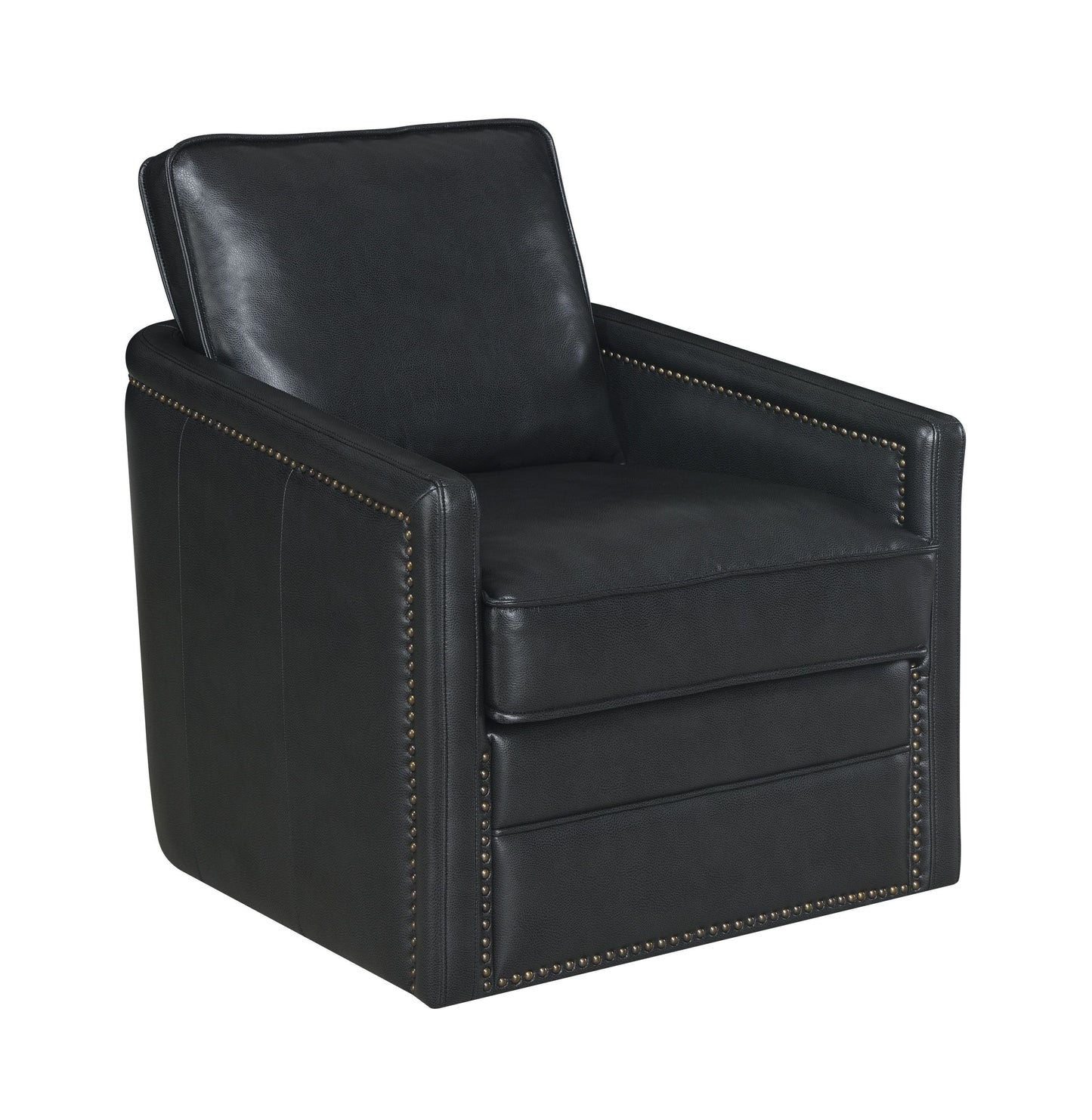 ACME Rocha Accent Chair w/Swivel, Black Leather Aire AC01885