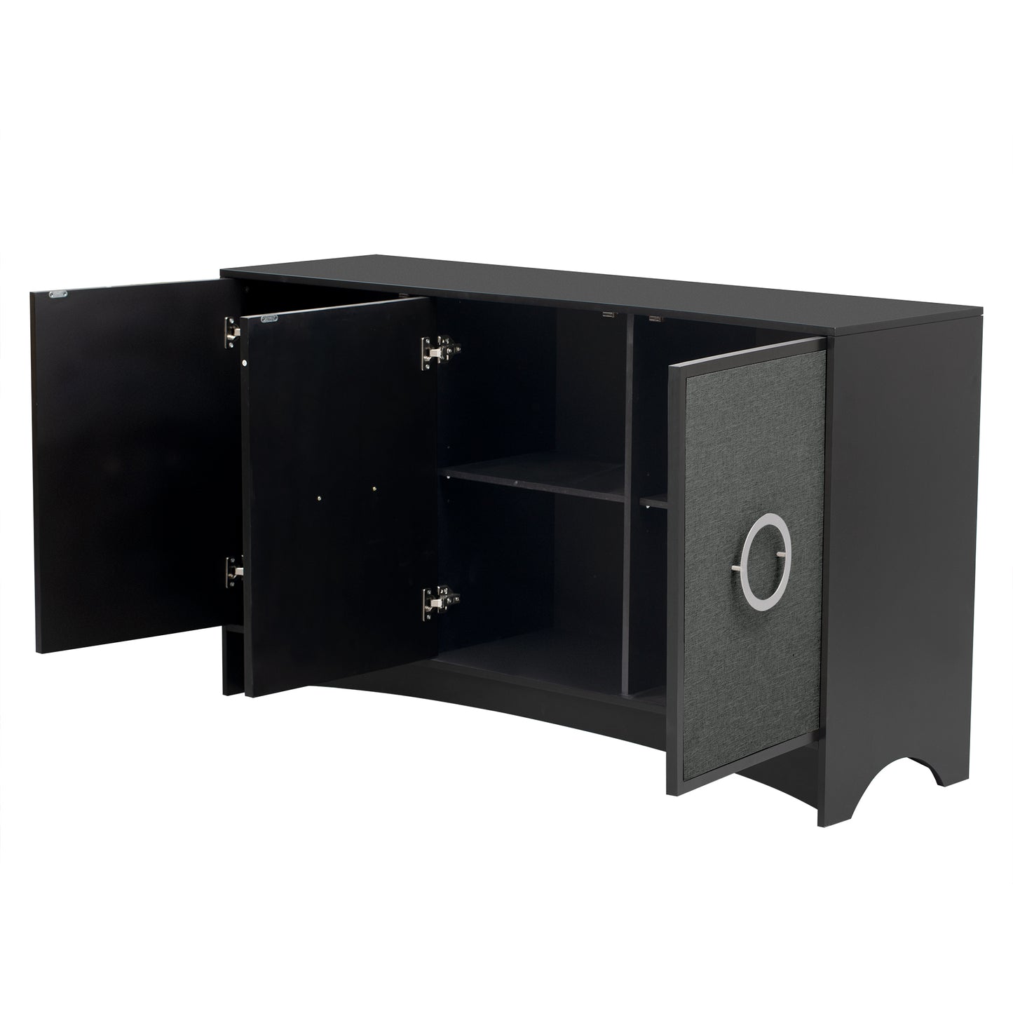 Functional Storage Cabinet with Curved Design, Three Doors, and Adjustable Shelves - Great for Corridors and Studies