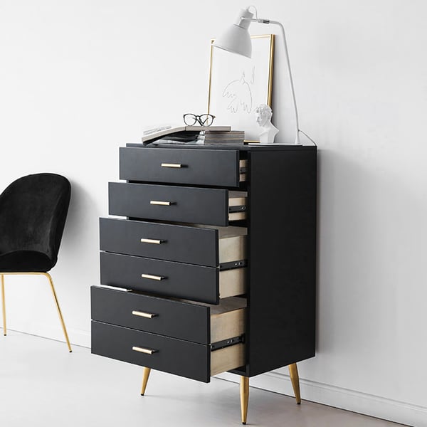 Modern Wood Dresser with 4 Drawers in Black Storage Chest for Bedroom