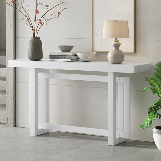 U_STYLE Table console contemporaine avec plateau en bois, table d'entrée extra longue pour entrée, couloir, salon, foyer, couloir
