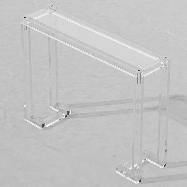 47.2" Crystal Clear Acrylic Rectangle Console Table with Glass Top