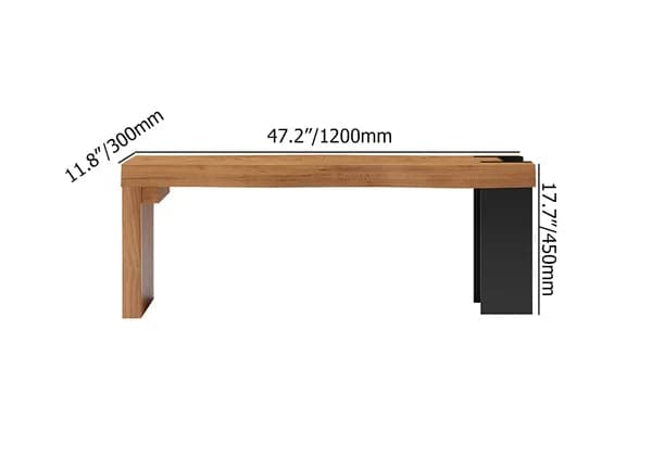 Banc d'entrée moderne en bois naturel, 47,2 pouces, avec pieds en métal