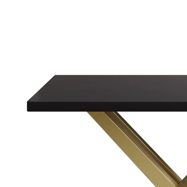 Black/White & Gold Narrow Console Table Accent Table For Entryway X Base & Metal in Small#Black-M