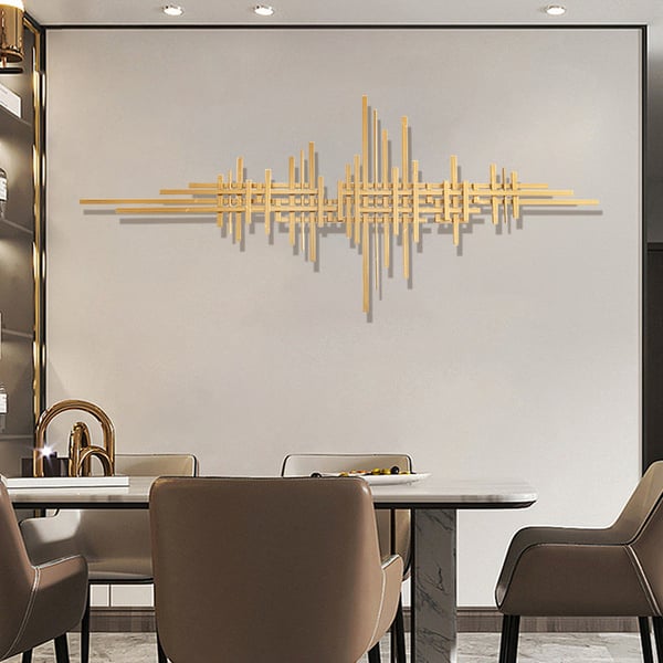 Décoration murale en métal avec lignes dorées modernes géométriques, 47,2 "x 19,7", accent suspendu pour salon