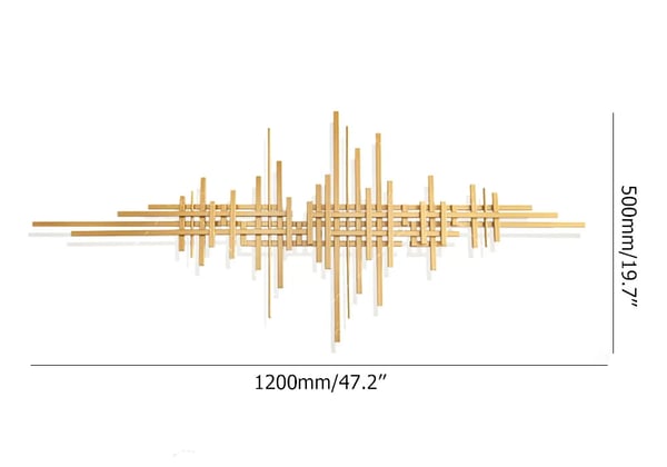 Décoration murale en métal avec lignes dorées modernes géométriques, 47,2 "x 19,7", accent suspendu pour salon