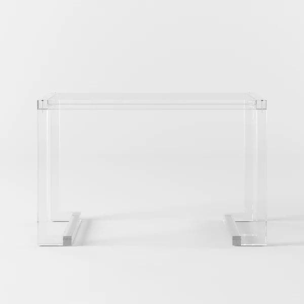 Bureau d'écriture de bureau rectangulaire moderne en verre trempé transparent de 47,2 po