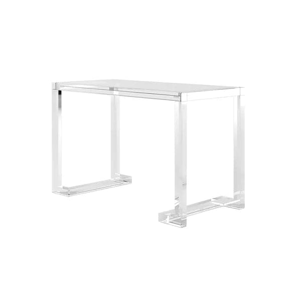 Bureau d'écriture de bureau rectangulaire moderne en verre trempé transparent de 47,2 po