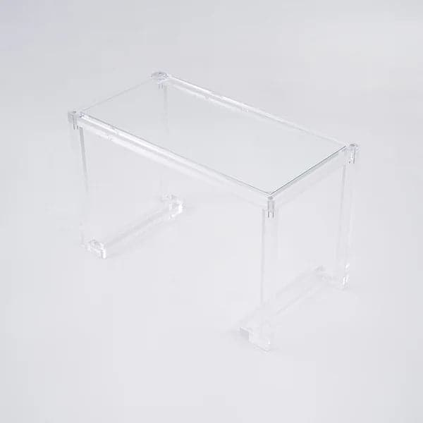 Bureau d'écriture de bureau rectangulaire moderne en verre trempé transparent de 47,2 po