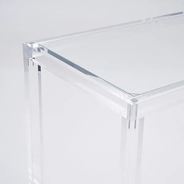 Bureau d'écriture de bureau rectangulaire moderne en verre trempé transparent de 47,2 po