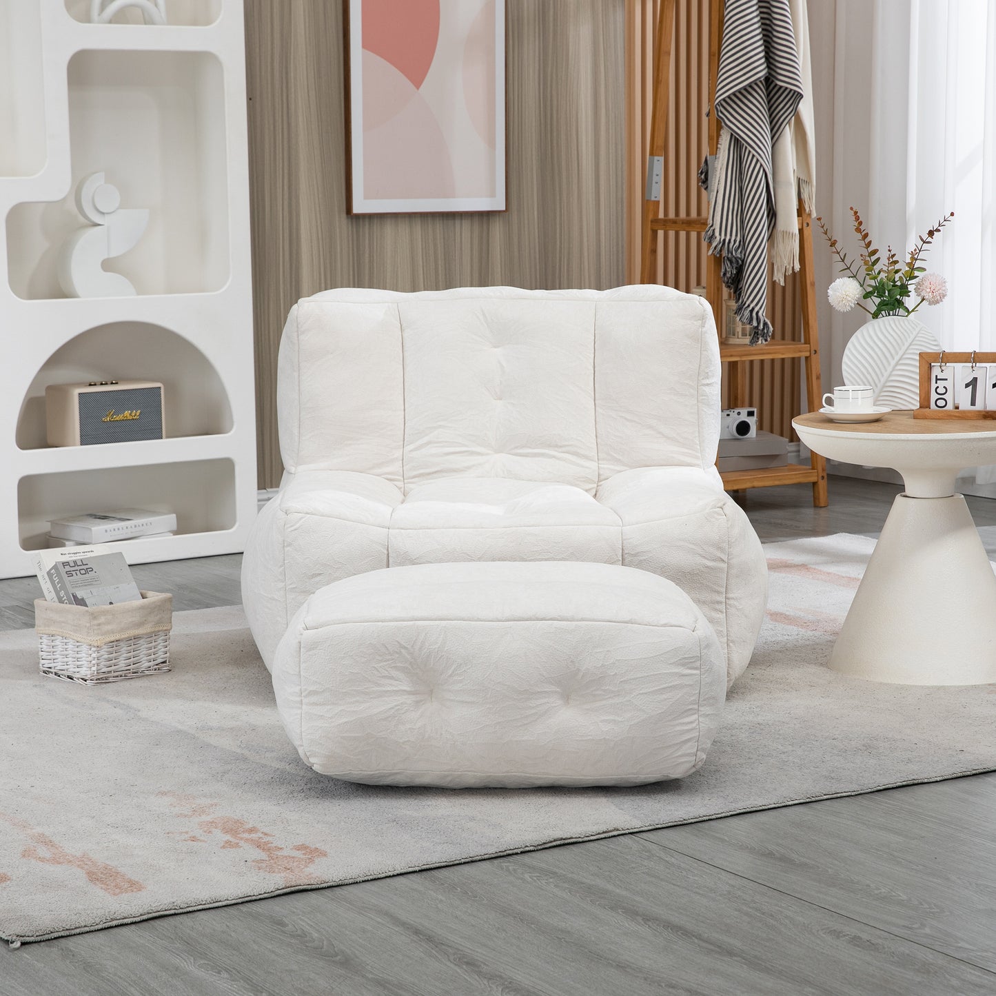 Fauteuil poire moelleux, pouf confortable pour adultes et enfants, fauteuil poire super doux avec mousse à mémoire de forme et pouf, fauteuil poire intérieur moderne pour salon, chambre à coucher, appartement