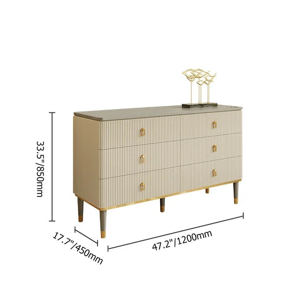 Commode moderne de 47 po, armoire buffet à 6 tiroirs avec rangement en beige et gris