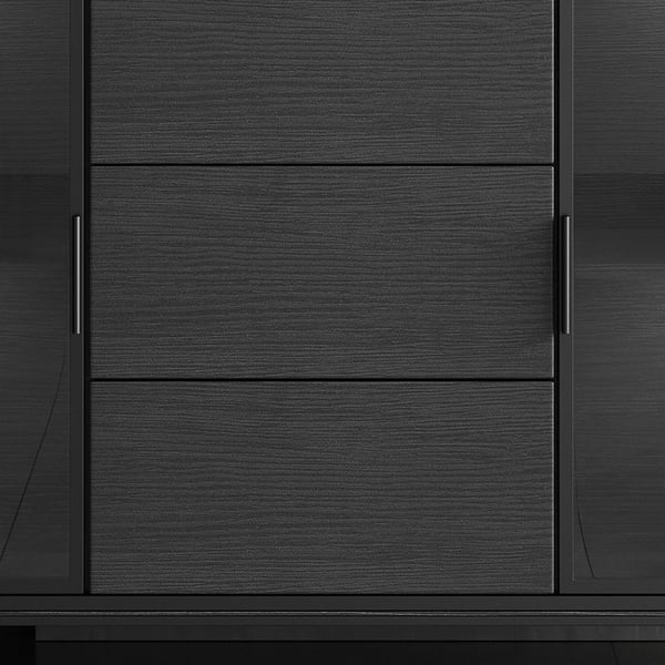 47" Black Sideboard Buffet Doors&Drawers Sintered Stone Top Modern Sideboard Cabinet