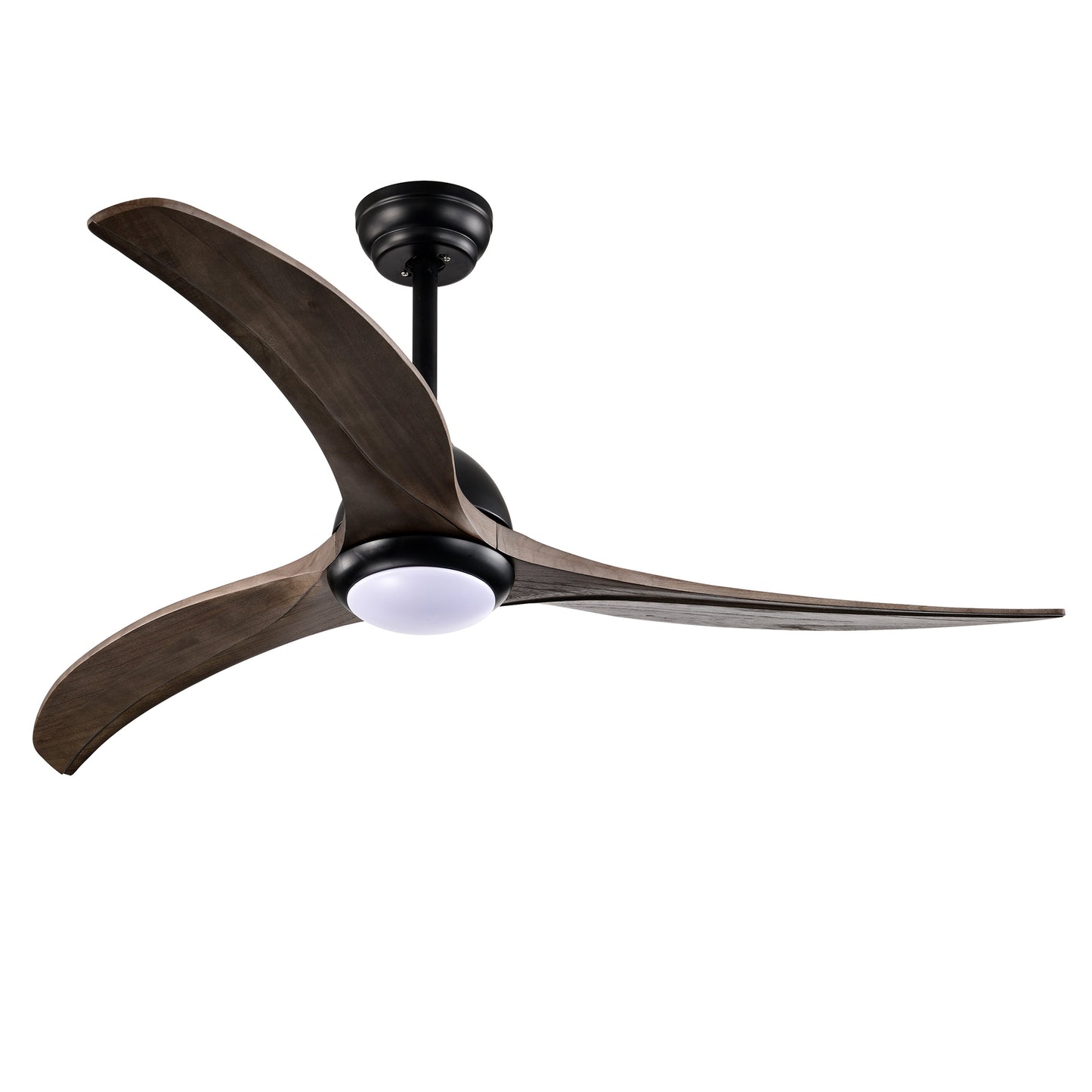 Modern 52" Ceiling Fan with Light - Matte Black Finish, Remote Control, 6-Speed Reversible Motor