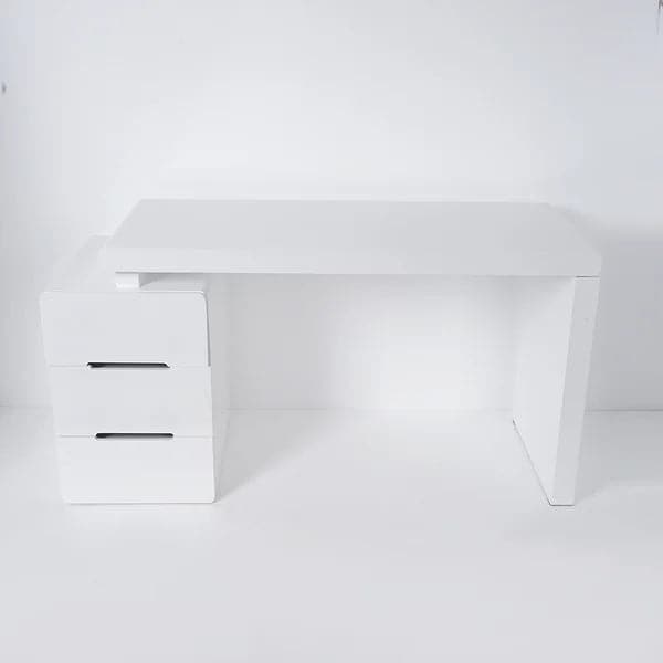 47" White 3-Drawer Writing Desk with Storage Cabinet for Office