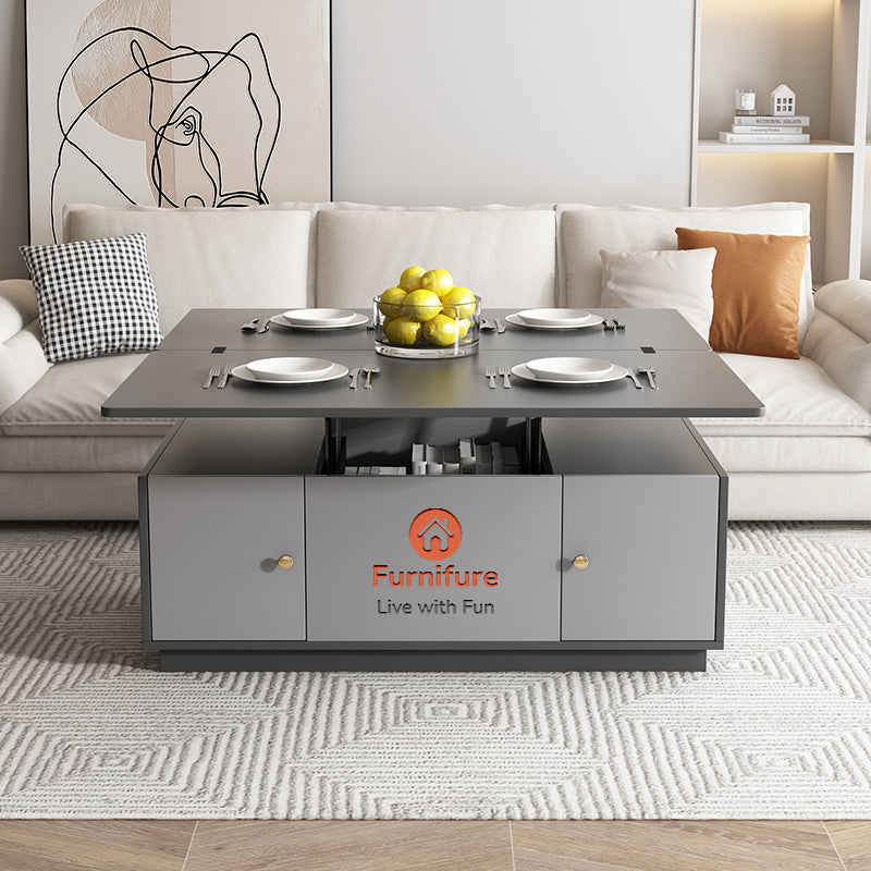 Modern Gray Multifunctional Square Lift-top Coffee Table with Storage with Furnifure Gift