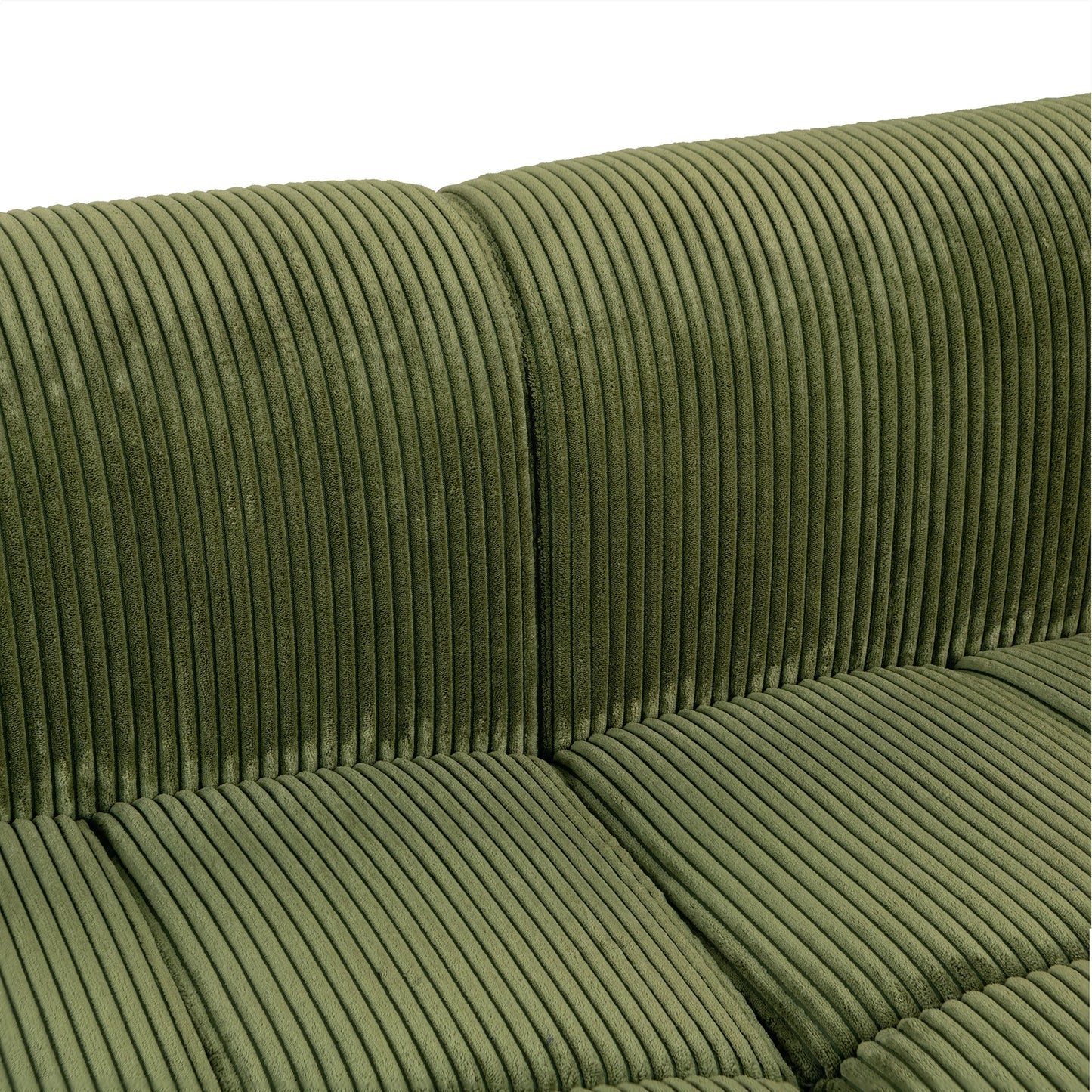 103.9" Modern Couch Corduroy Fabric Comfy Sofa with Rubber Wood Legs, 4 Pillows for Living Room, Bedroom, Office, Green