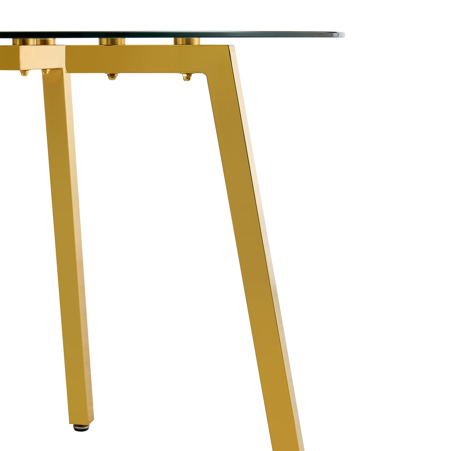 Modern Minimalist Circular Tempered Glass Table with Golden Metal Legs - Perfect for Kitchen, Dining Room