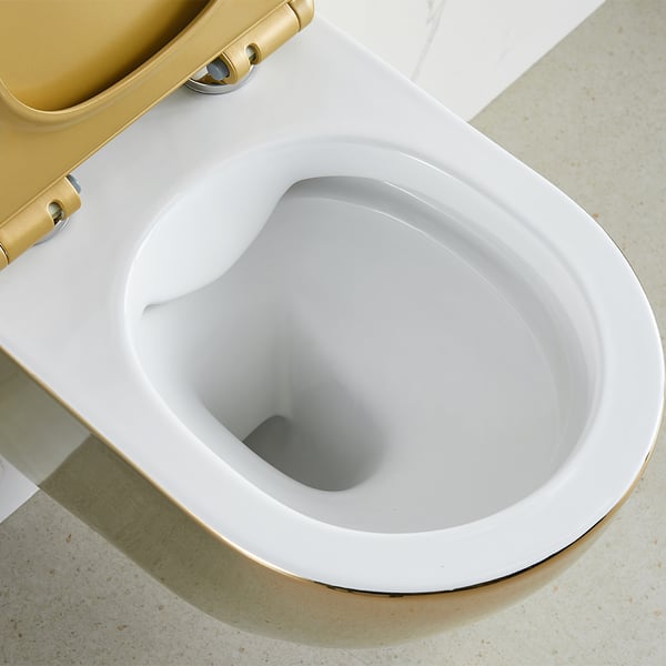 Luxury Round Wall-Mount Toilet Rimless Flushing Ceramic