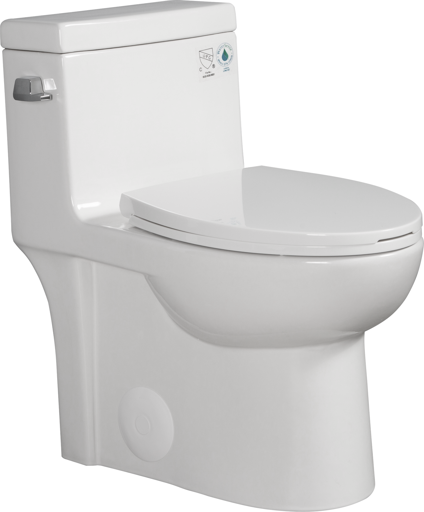 1.28 GPF Single-flush One Piece Toilet, Water-Saving Elongated Comfort Height Floor Mounted, Soft Closing Seat, 1000 Gram Map Flushing Score Toilet, Gloss White 23T03-GW