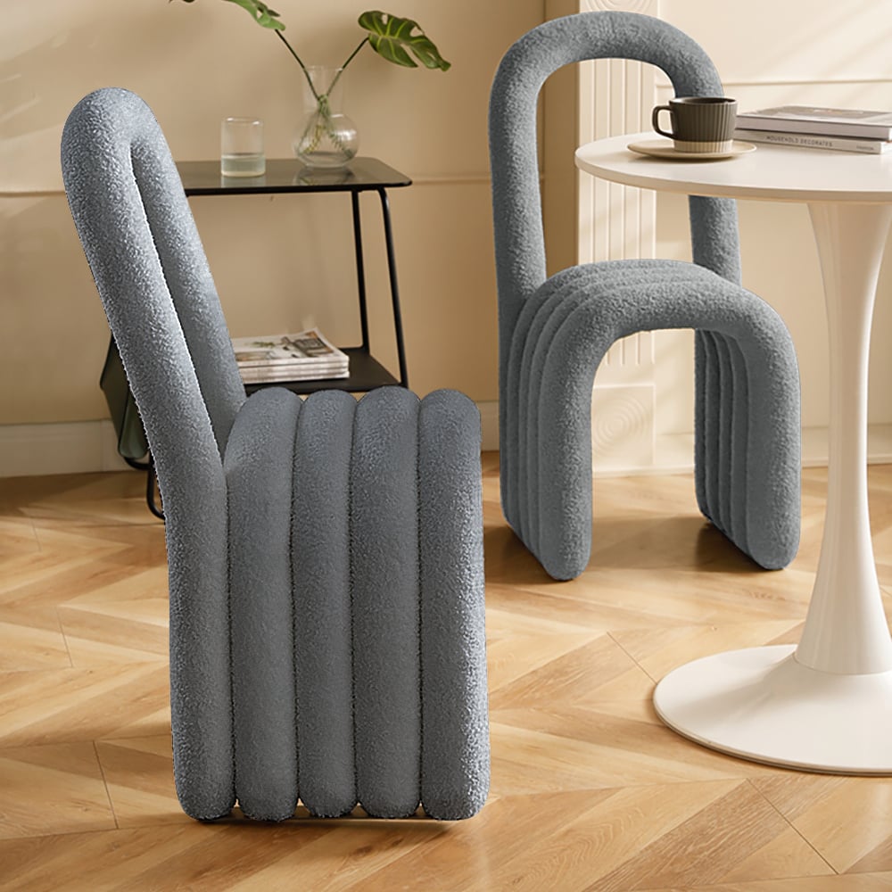 Modern Gray Teddy Velvet Dining Room Chair Side Chair (Set of 2)