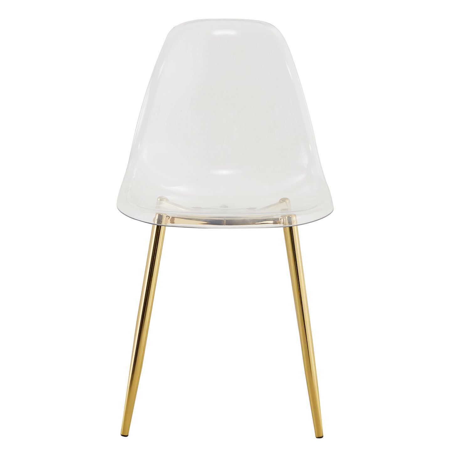 Modern Transparent Dining Chairs - Set of 4 Armless Crystal Chairs with Golden Plating Metal Legs