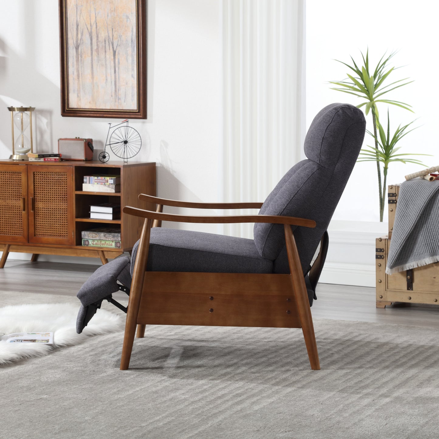 COOLMORE – fauteuil à cadre en bois, chaise d'appoint moderne, chaise longue pour le salon