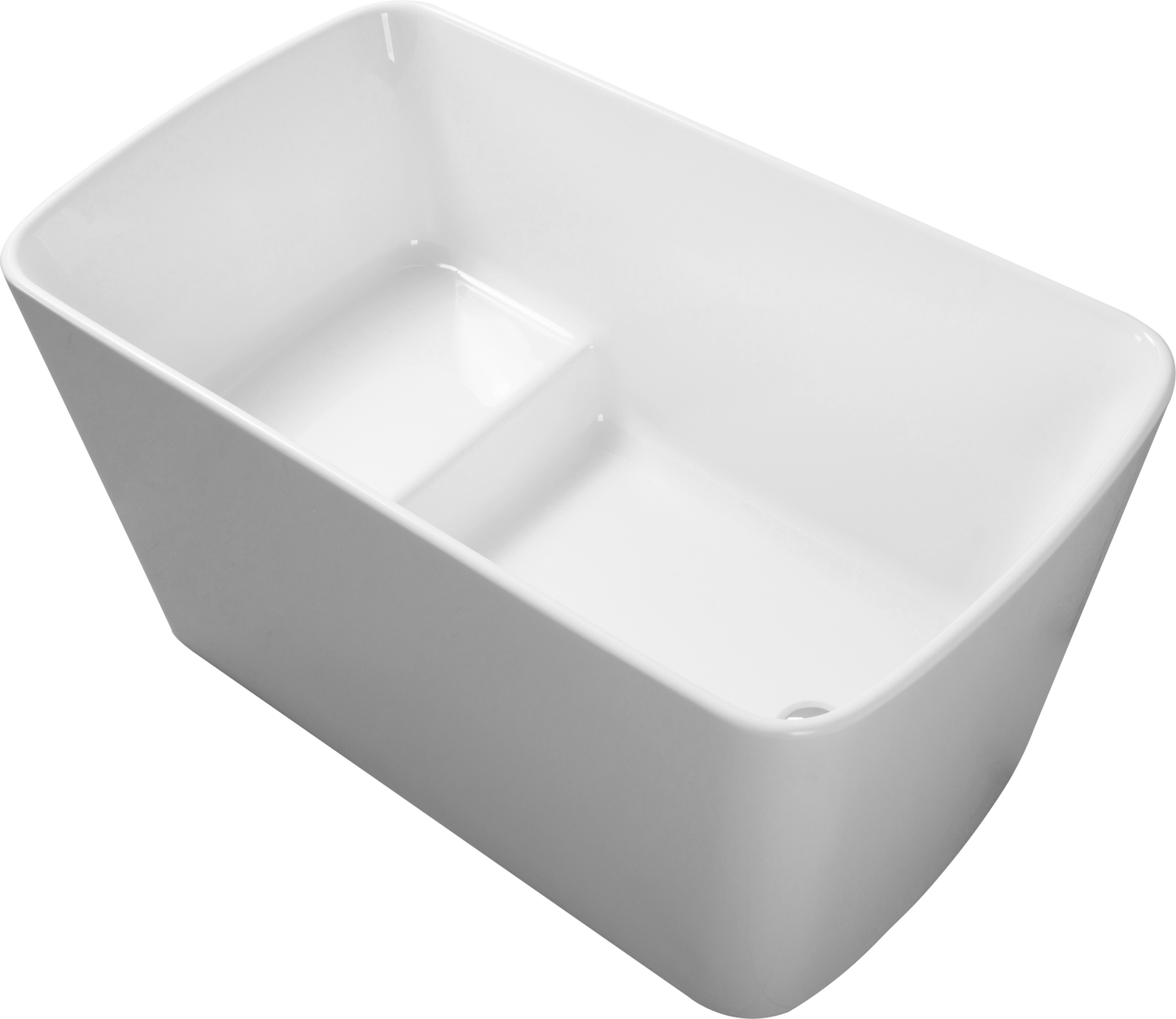 49'' Acrylic Freestanding Soaking Bathtub, Square-shape Japanese Soaking Hot Tub, Sit-In Design with Chrome Overflow and Drain for Express Delivery, Glossy White 23AMAZING-49 (W1920P179228)