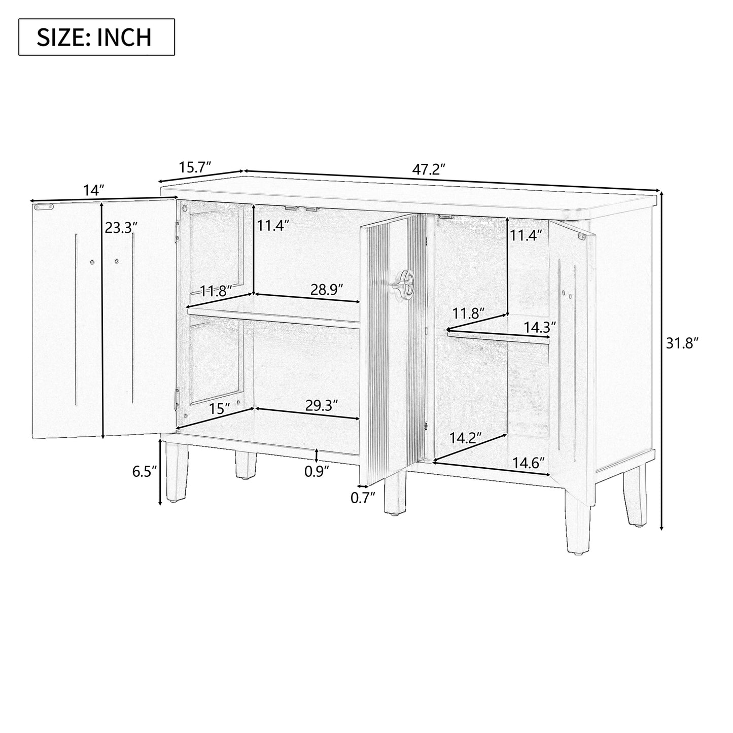 Stylish Fraxinus Mandschuric Cabinet with Adjustable Solid Wood Doors - Ideal for Study & Entrances