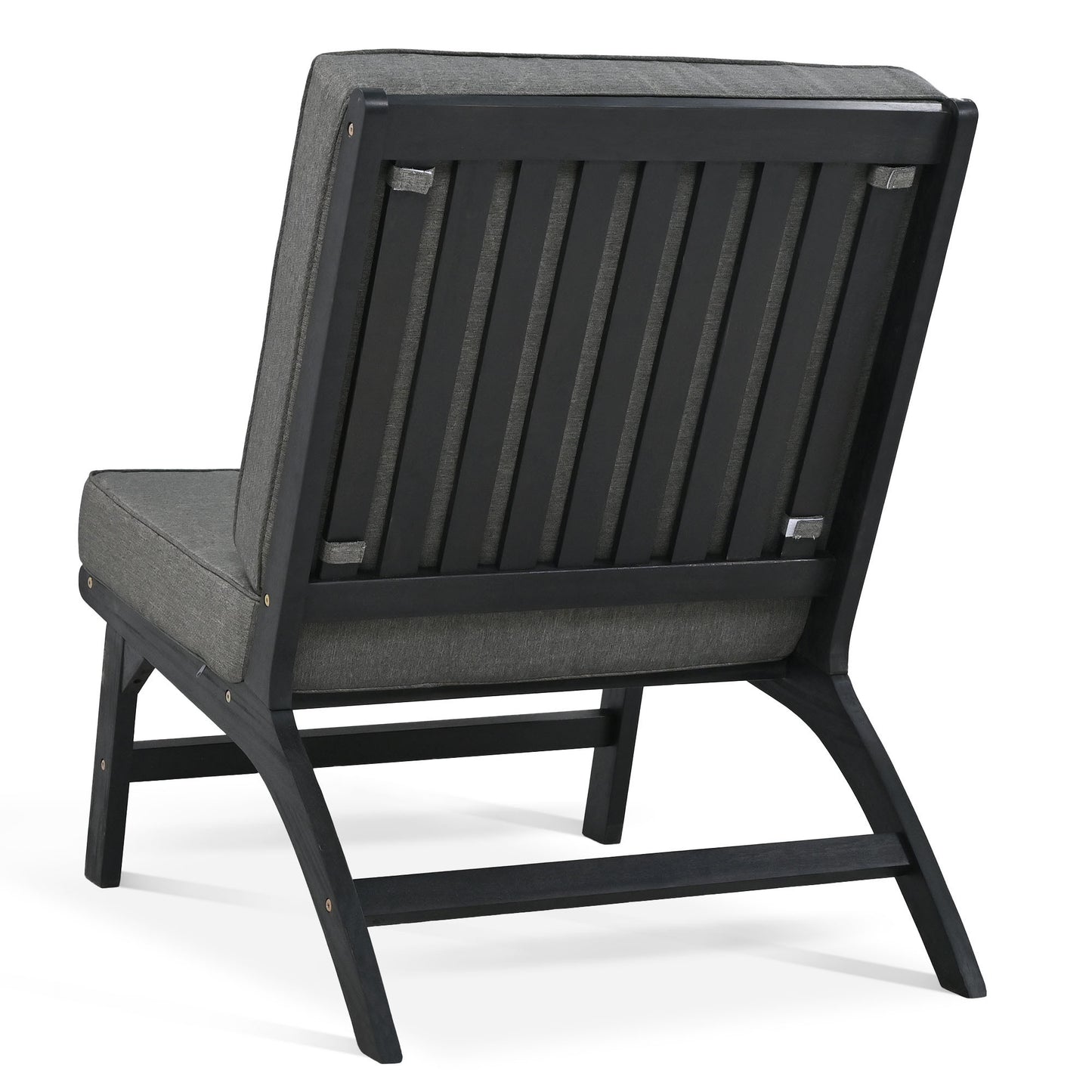 Ensemble de sièges en forme de V GO 4 pièces, canapé d'extérieur en bois massif d'acacia, meubles de jardin, sièges d'extérieur, noir et gris