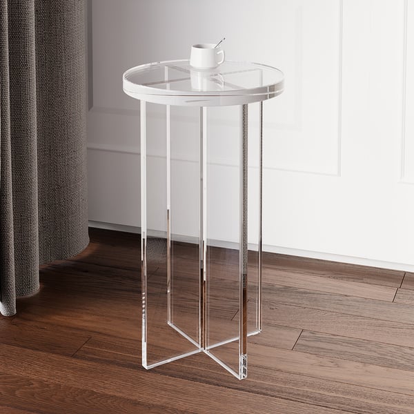 Table d'appoint ronde en acrylique transparent, table d'appoint moderne