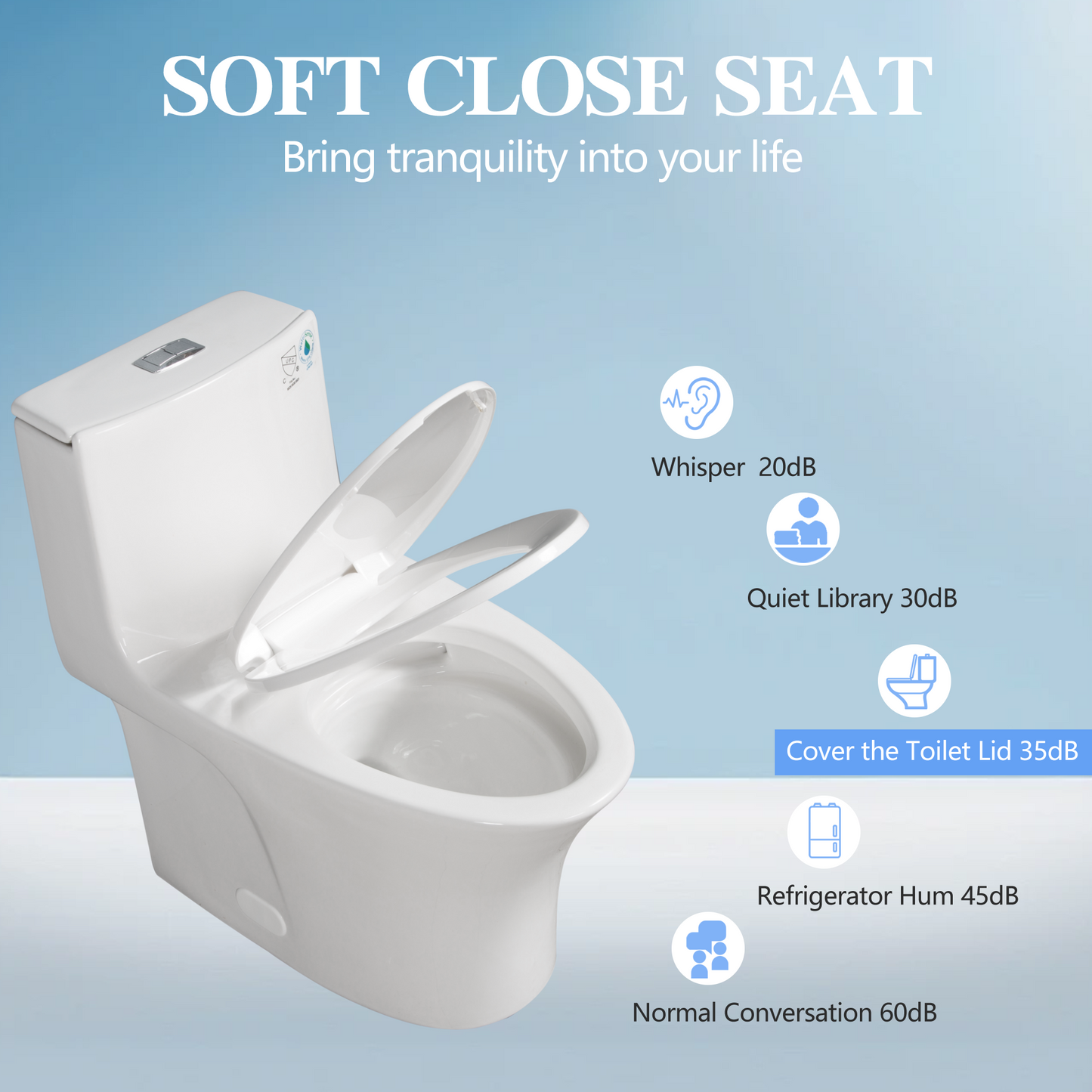 Water-Saving 1.1/1.6 GPF Dual-Flush One-Piece Toilet – Elongated Comfort Height with Soft-Close Seat