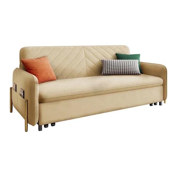 53.5 Inches Full Sleeper Sofa Beige Upholstered Convertible Sofa Bed with Storage