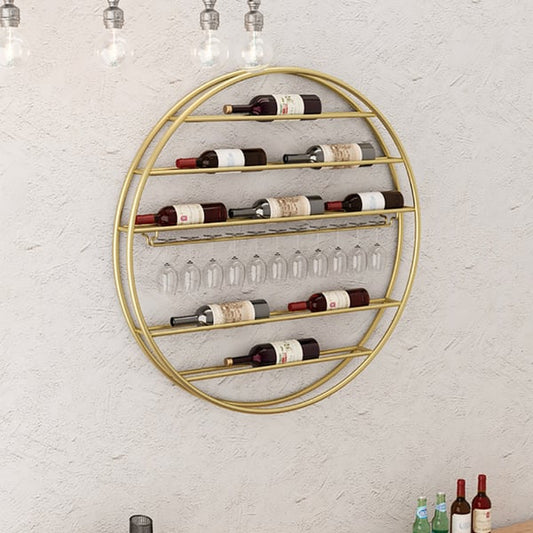 Modern Metal Black Round Wine Rack Wall Mounted Wine Rack Glass Rack