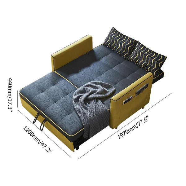 Canapé-lit convertible moderne à 2 places de 55,1 po, revêtement en coton et en lin pour un couchage complet