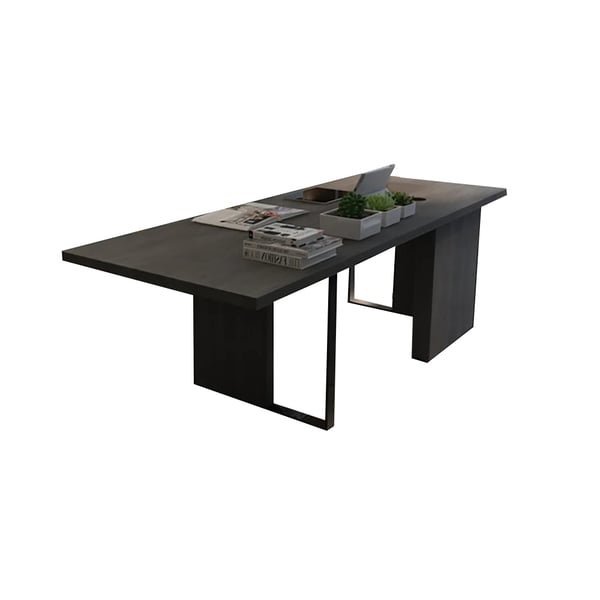 55.1 Inches Black Rectangular Computer Desk with Drawer & Solid Wood Top