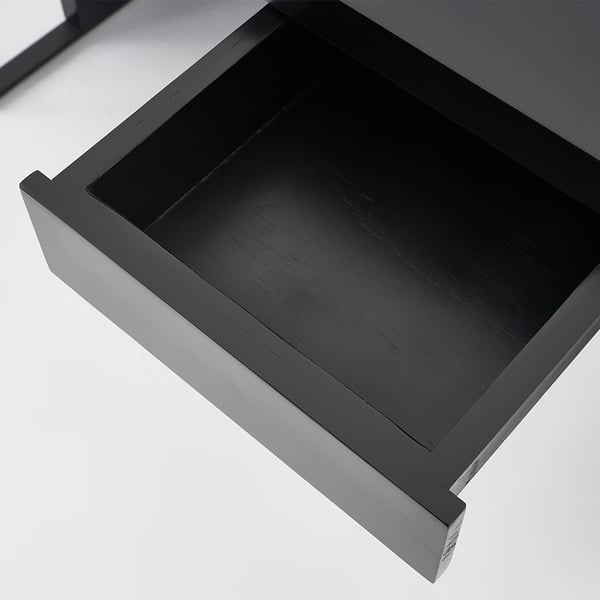 55.1 Inches Black Rectangular Computer Desk with Drawer & Solid Wood Top