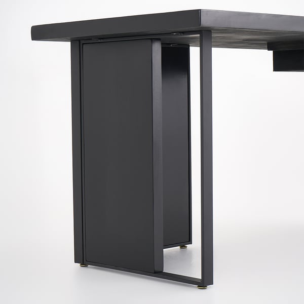 55.1 Inches Black Rectangular Computer Desk with Drawer & Solid Wood Top