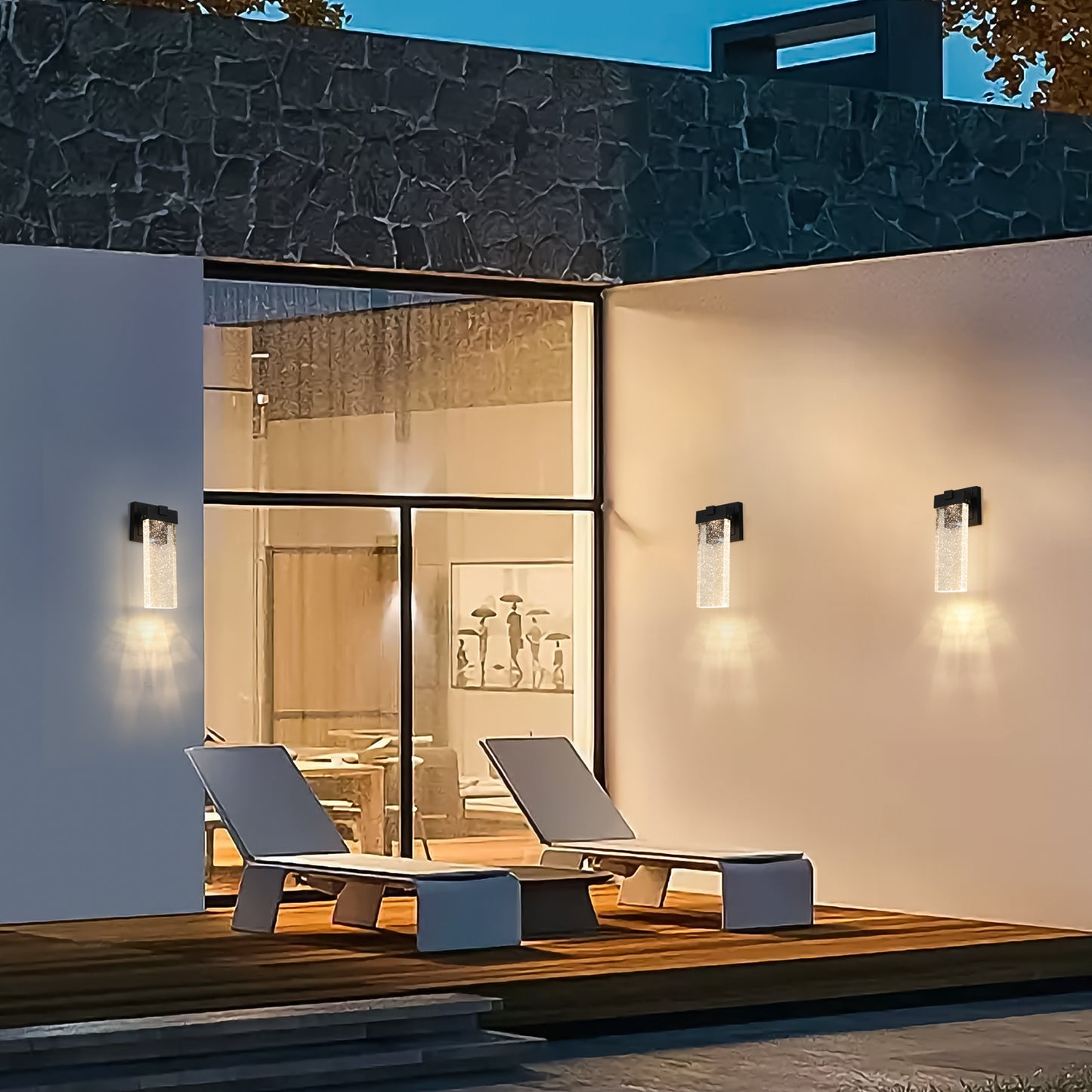 Elegant Outdoor Waterproof LED Crystal Wall Lamp - 2 Pack, Multi-Bulb Compatibility