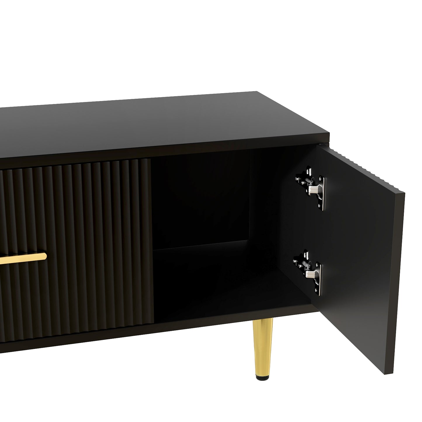Meuble TV moderne U-Can avec 5 pieds champagne – Durable, élégant et spacieux, téléviseurs jusqu'à 75''