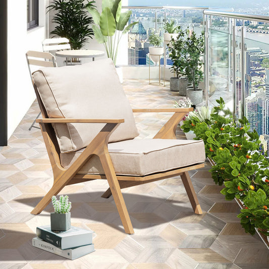 Ensemble de 2 chaises de meubles de patio, ensemble de 2 canapés d'extérieur en bois d'acacia avec siège souple pour jardin, cour, bord de piscine, bistro et terrasse