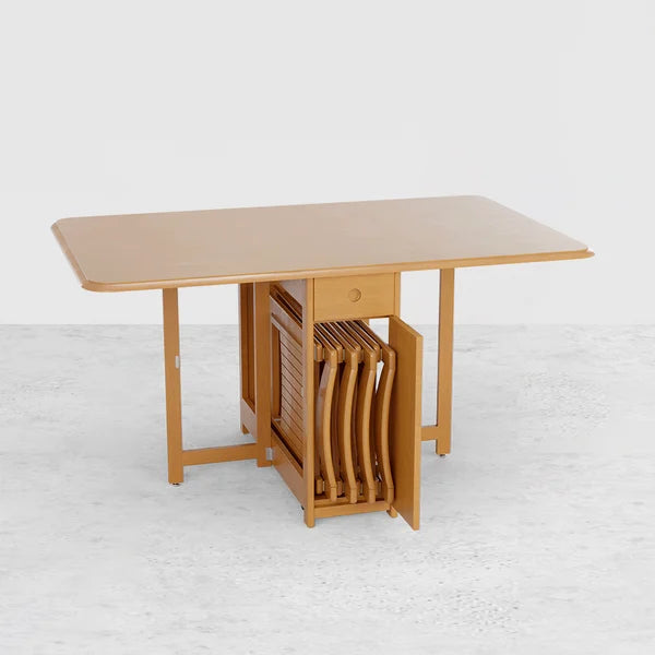 Ensemble de table à manger pliante moderne en bois massif de 57 po, 5 pièces, à abattant avec 4 chaises