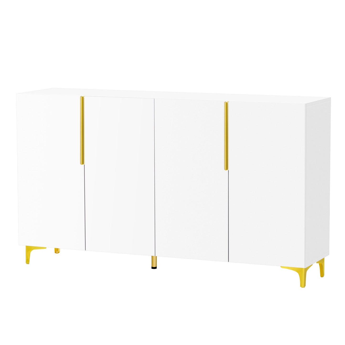 Glossy Finish Light Luxury Storage Cabinet, Adjustable, Suitable for Living Room, Study, Hallway.