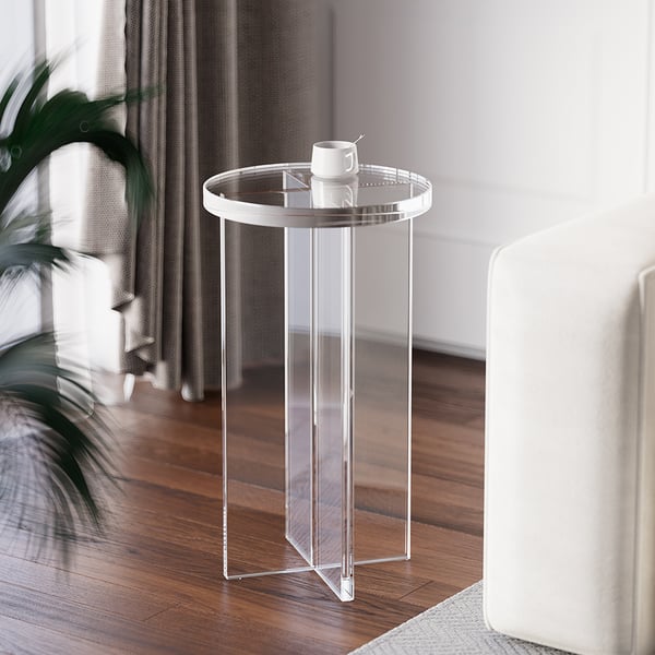 Table d'appoint ronde en acrylique transparent, table d'appoint moderne