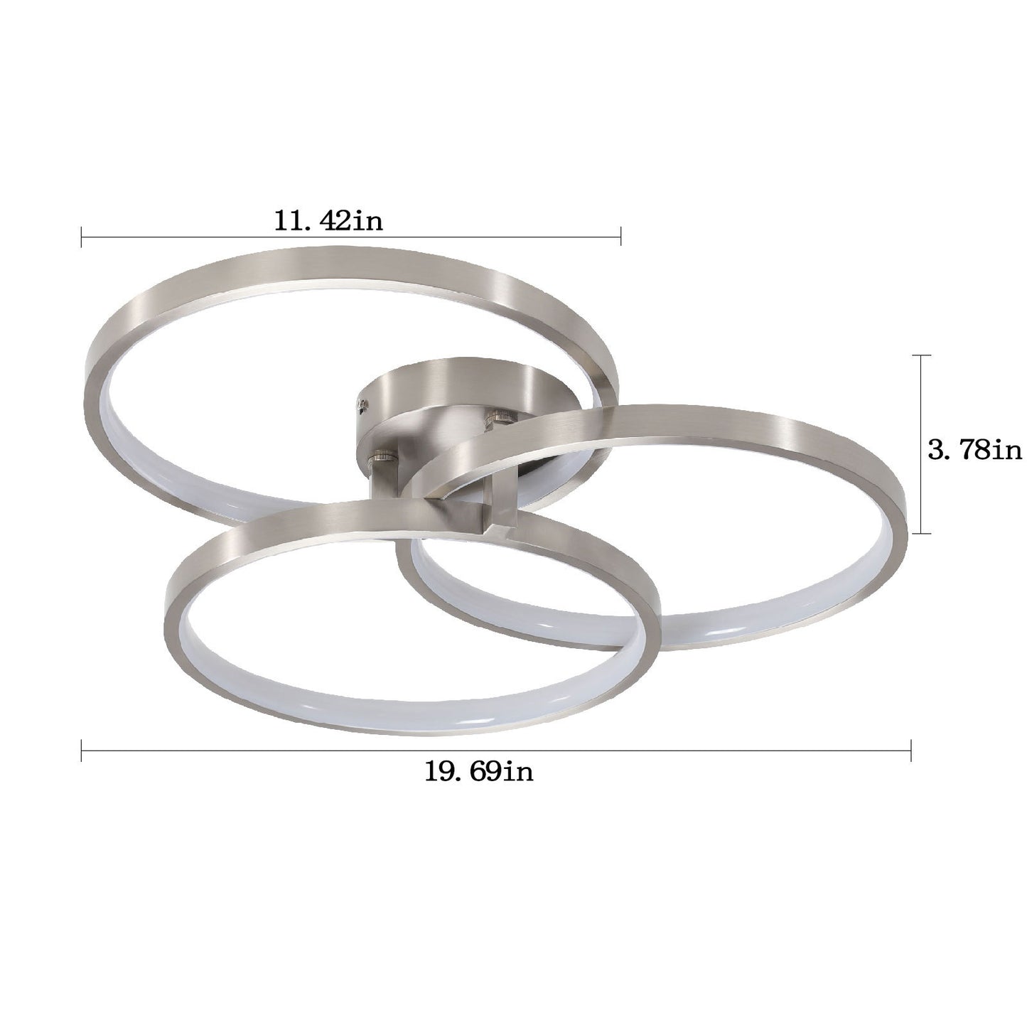 Contemporary Three-Ring Semi-Flush Mount Ceiling Lamp with Ambient Inner Lighting